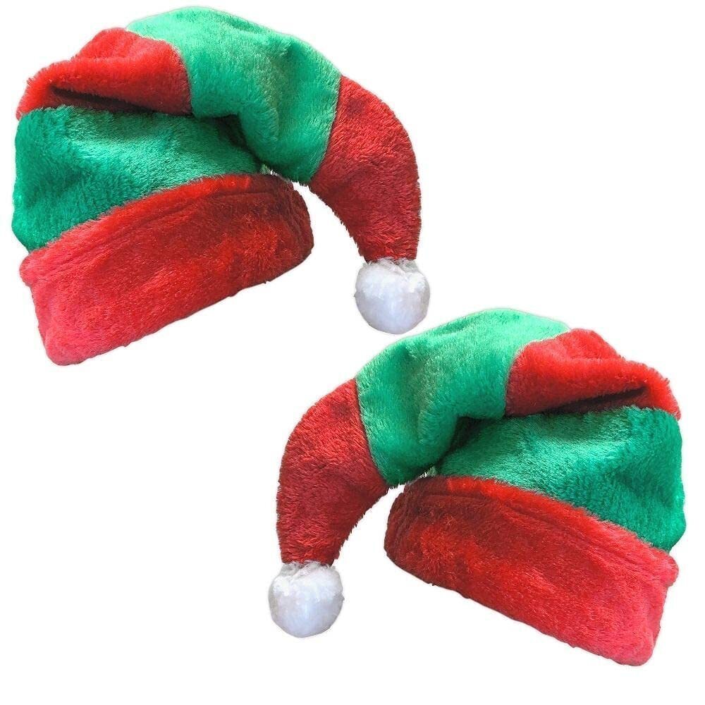 3907 Santa Hats - Christmas Holiday Partying - Set of 2 Elf Hats or - Red